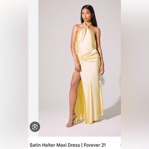 * ISO, NOT FOR SALE* forever 21 satin maxi dress yellow Medium